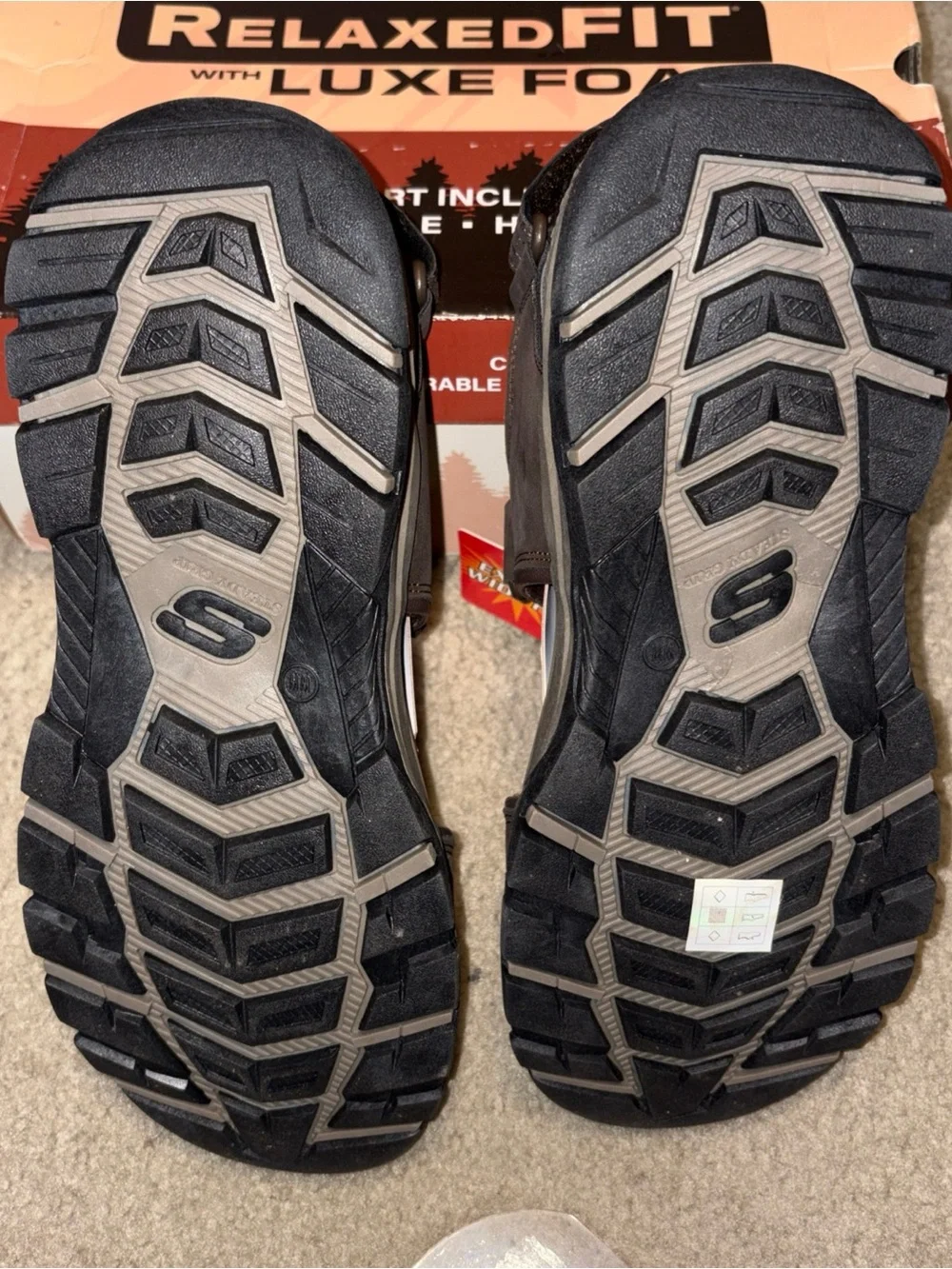 skechers xtra wide sandal for men's size 12 tresmen- GARO chocolate